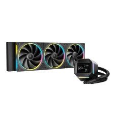 DeepCool LM360 Liquid CPU Cooler, 2.4" IPS Display, 360mm Radiator, 3x 120mm FL12 SE aRGB Fans, 2400 RPM Fan Speed, 66.23 CFM AirFlow, Hydro Bearing Type, Black | R-LM360-BKDMMC-1